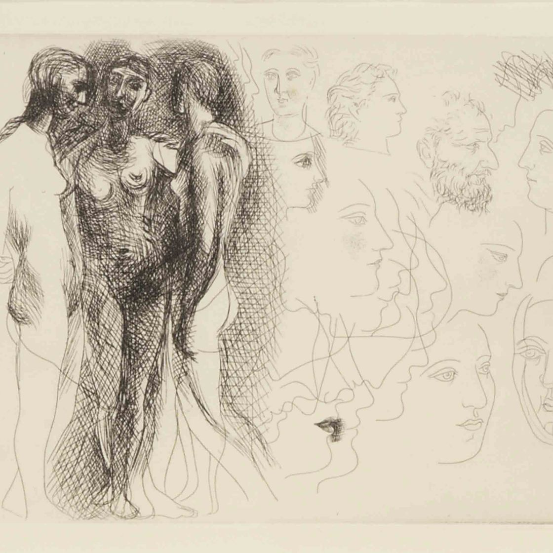 Pablo Picasso — "Трое в дебюте", "Эскизы образов", из книги "Шеф-повар в Конну" (стр. 90; стр. 131; см. стр. 20)
