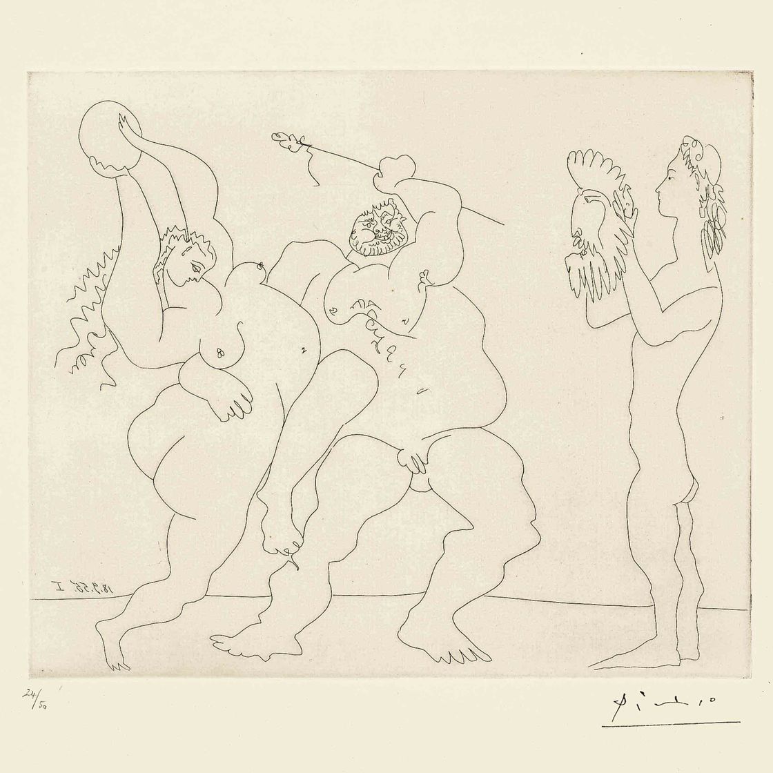 Pablo Picasso — Пара танцует и молодожены снимают маски (Блох 774; Баер 948)
