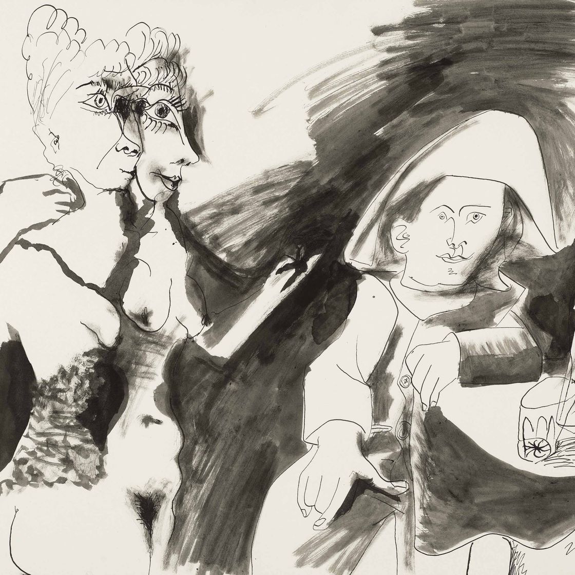 Pablo Picasso — Арлекин и две женщины