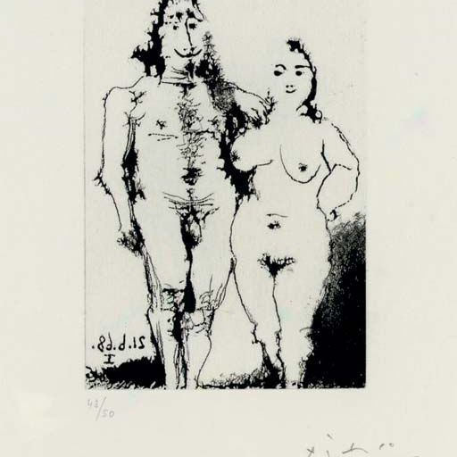 Pablo Picasso — Пара ню позант, из серии 347 (Б. 1654; Б. 1670 Вв1)