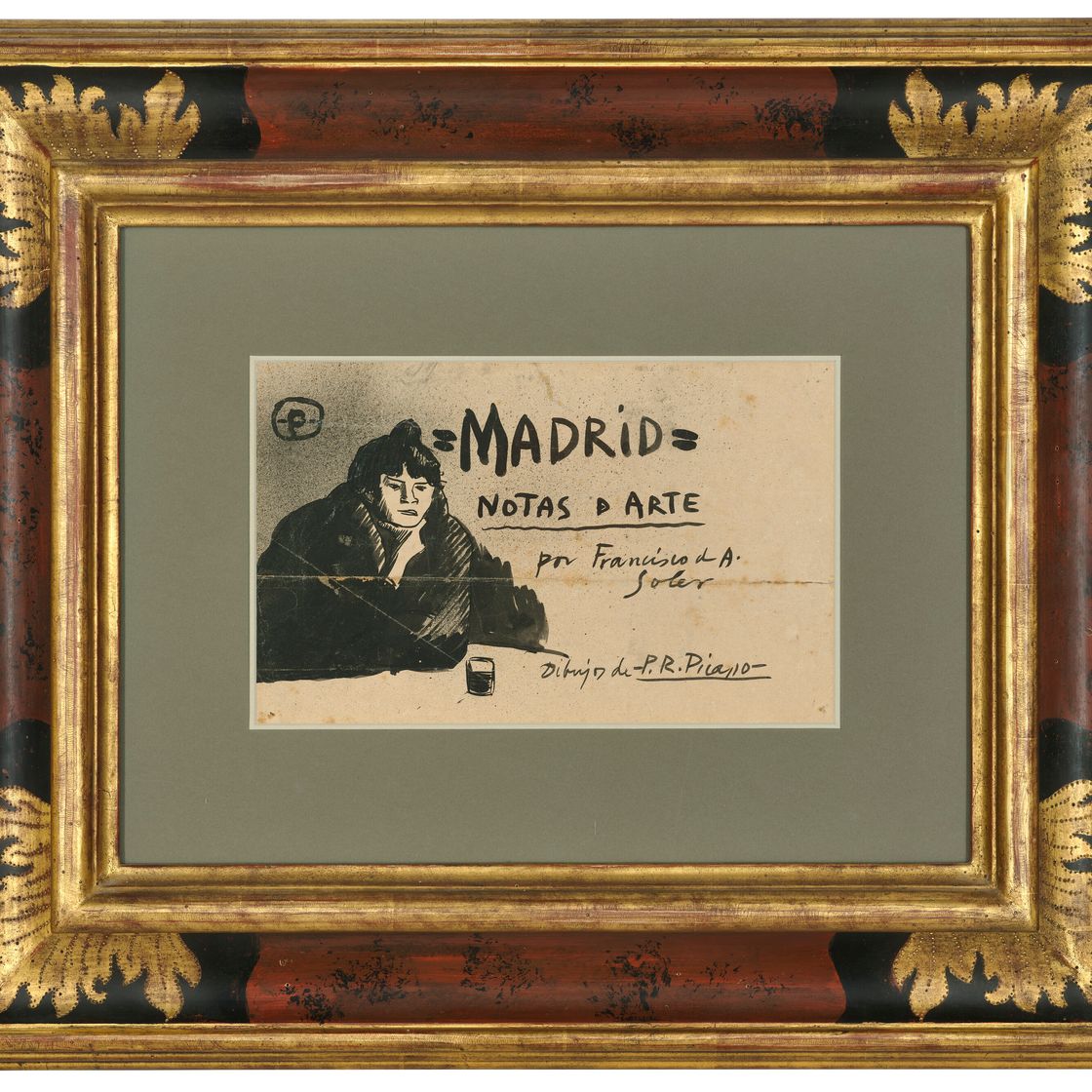 Pablo Picasso — Эскиз для воплощения образа "Мадрид" Франсиско де А. Солера (прямая линия) ; Женщина в свете (оборотная сторона), изображение 3