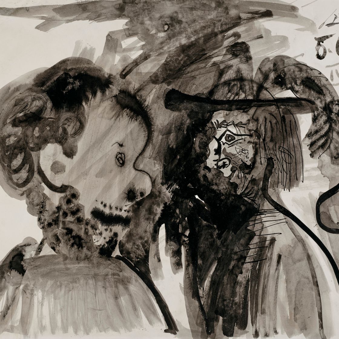 Pablo Picasso — Женщина, цветы и изюм (спереди); Трое мужчин (сзади), изображение 2