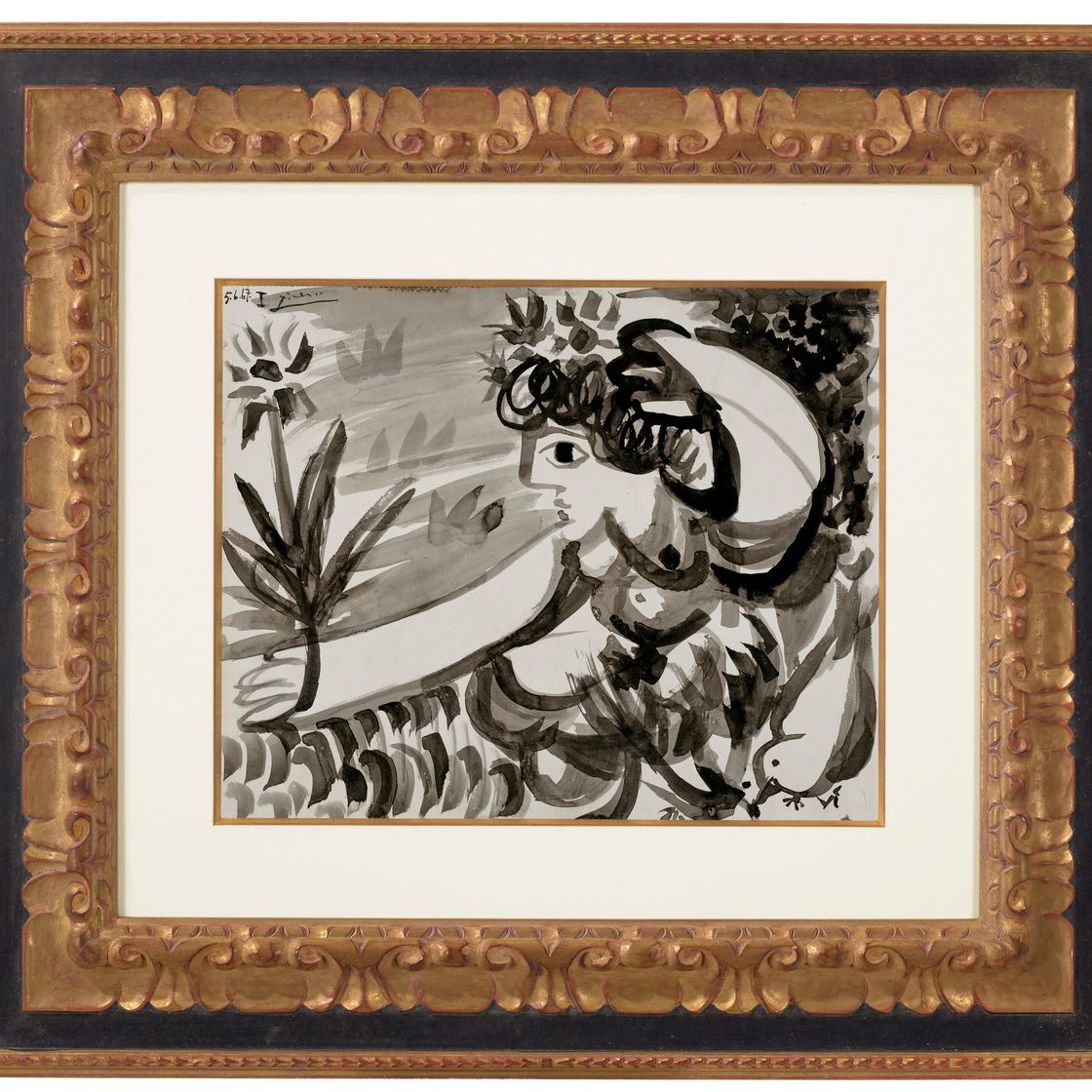 Pablo Picasso — Женщина, цветы и изюм (спереди); Трое мужчин (сзади), изображение 3