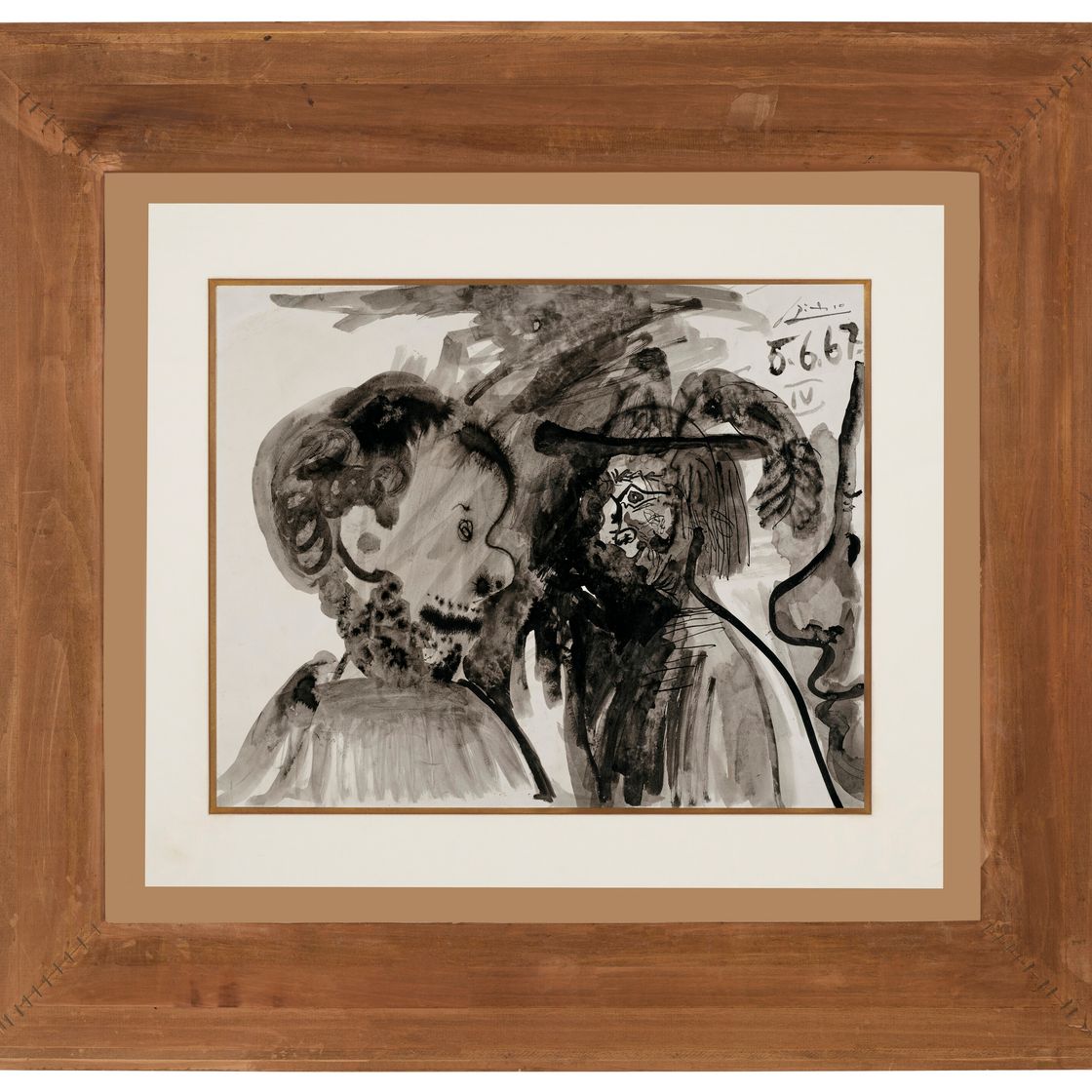 Pablo Picasso — Женщина, цветы и изюм (спереди); Трое мужчин (сзади), изображение 4