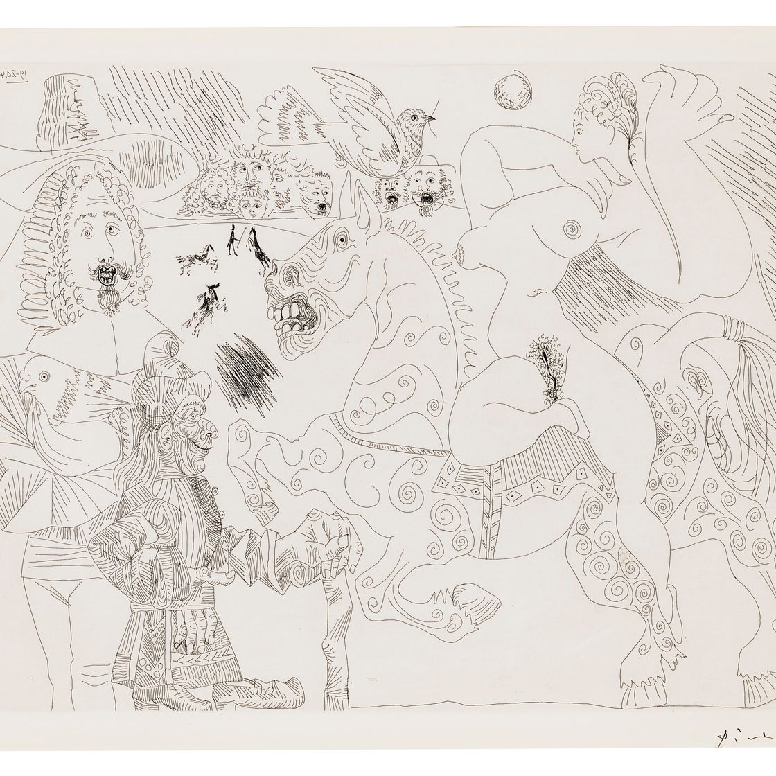Pablo Picasso — Выездка для цирка, авэк, Премьер-лиги, Экюйер, Фокусник и Коломба де Ноэ, из "Ла Сери" 156