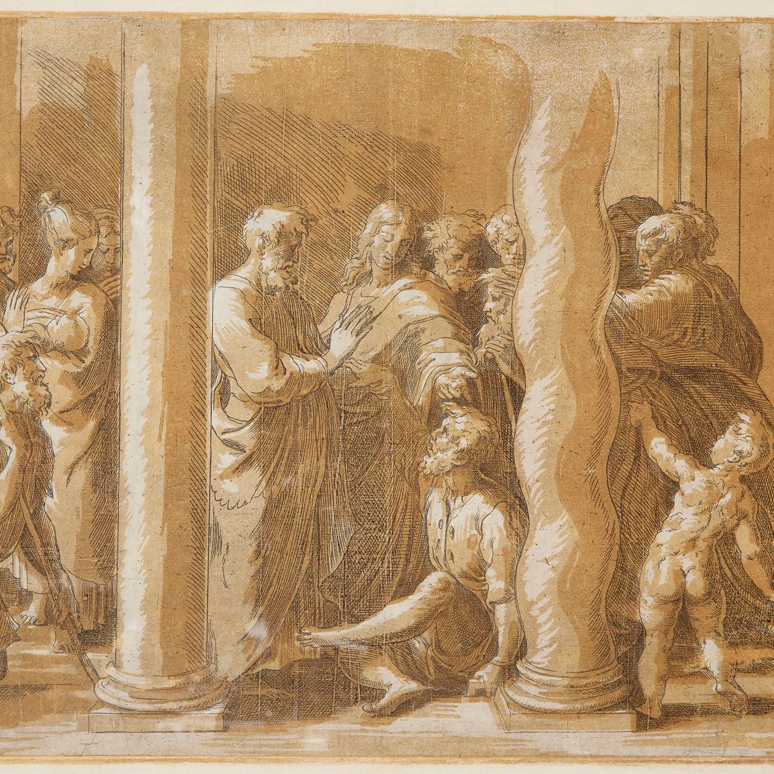 Parmigianino — Святые Петр и Иоанн, исцеляющие калек у ворот храма