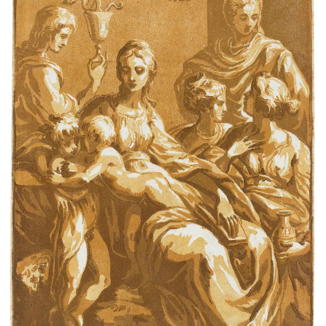 Parmigianino — Богородица с Младенцем и младенцем Святым Иоанном Крестителем и святым Иоанном Евангелистом, изображение 1