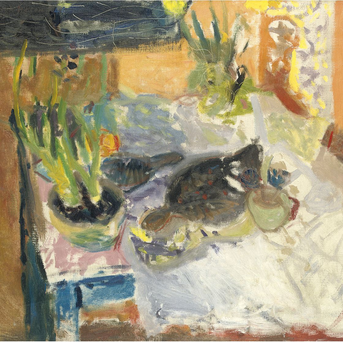 Patrick Heron — Натюрморт с гиацинтами, камбалой и лимоном
