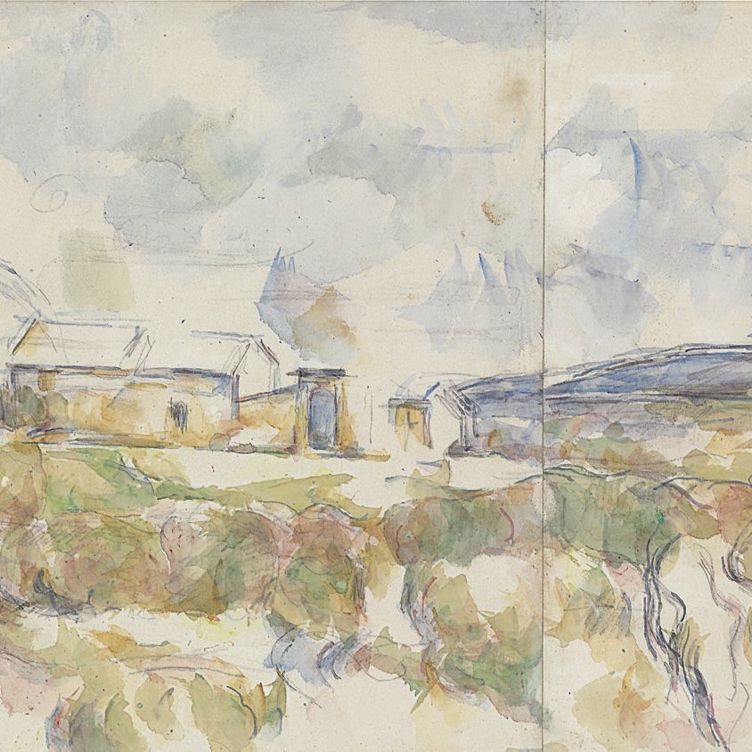 Paul Cézanne — Гора Святой Виктории в горах Любви (справа); Древесный этюд (слева)