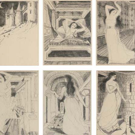 Paul Delvaux — Подготовительные рисунки для иллюстрированной книги Шарля Нордье "Иньес из Сьерры"