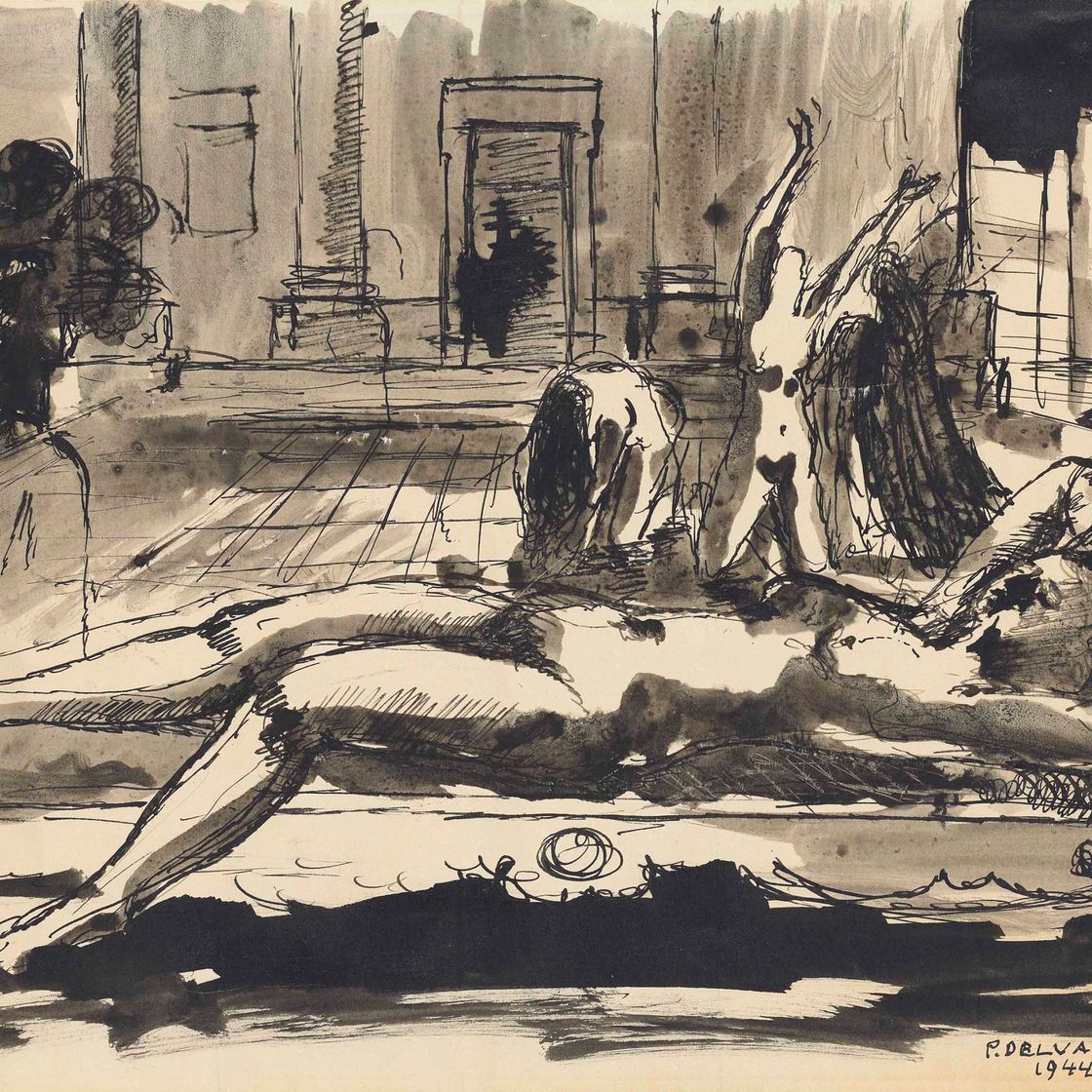 Paul Delvaux — Этюд для "Конца четвертого века"