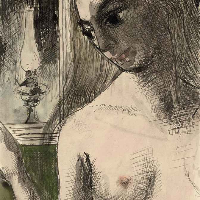 Paul Delvaux — Женщина а-ля лампа а-уил