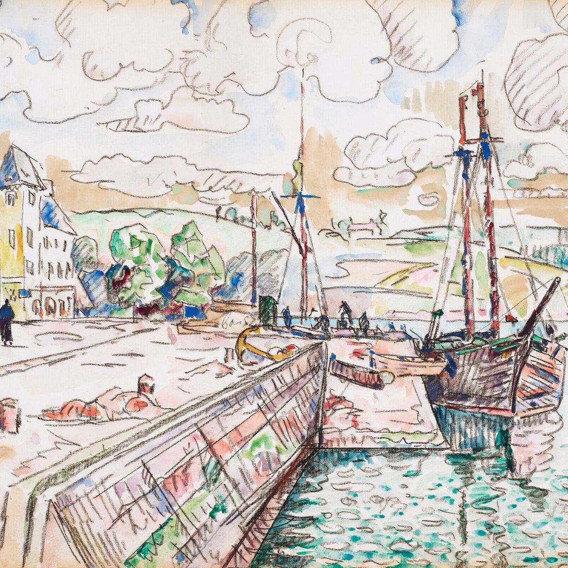 Paul Signac — Трегье. Бато на набережной, изображение 1