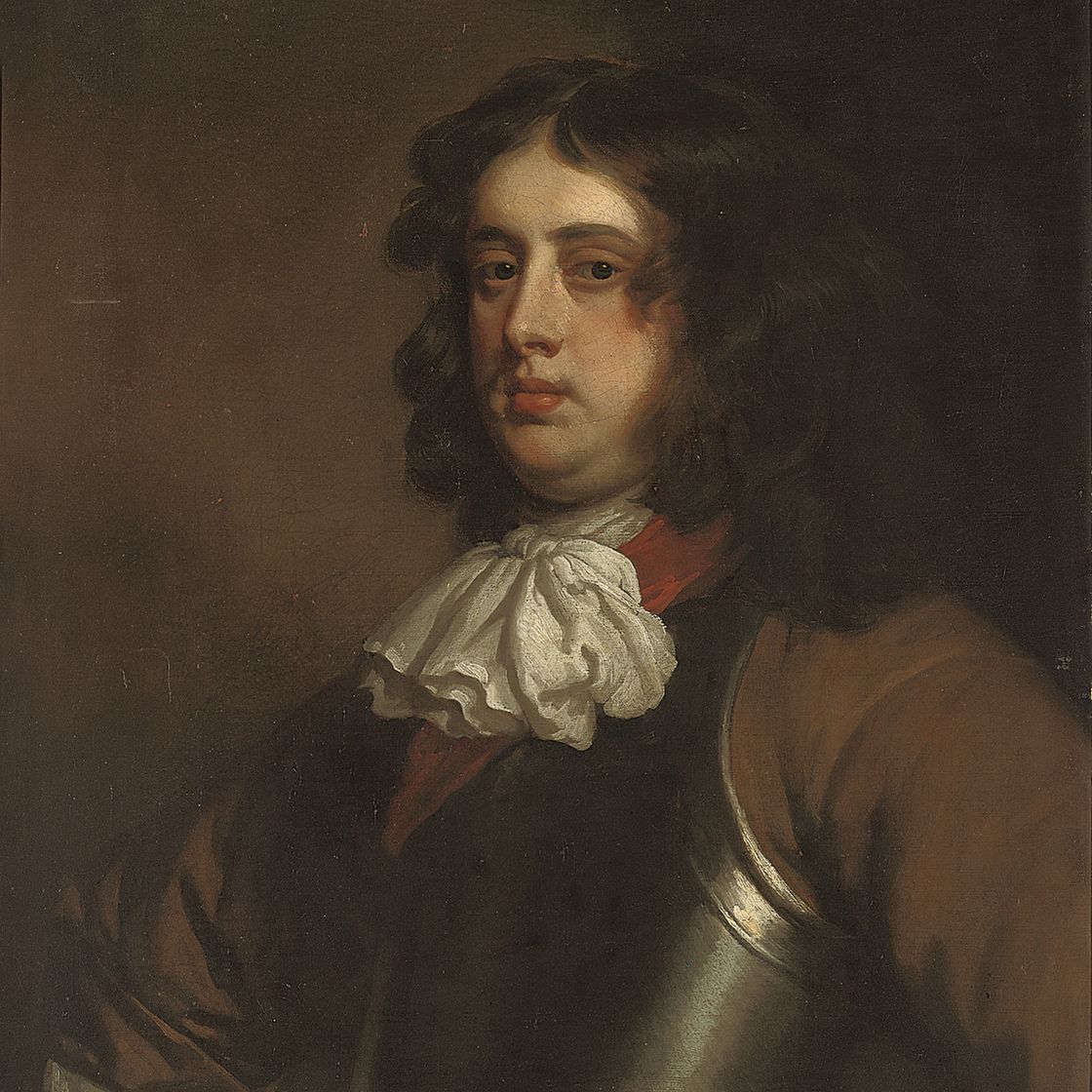 Peter Lely — Портрет сэра Фрэнсиса Попхэма из Литтлкота, в полный рост, в желтом камзоле и бронированном нагруднике с красным кушаком