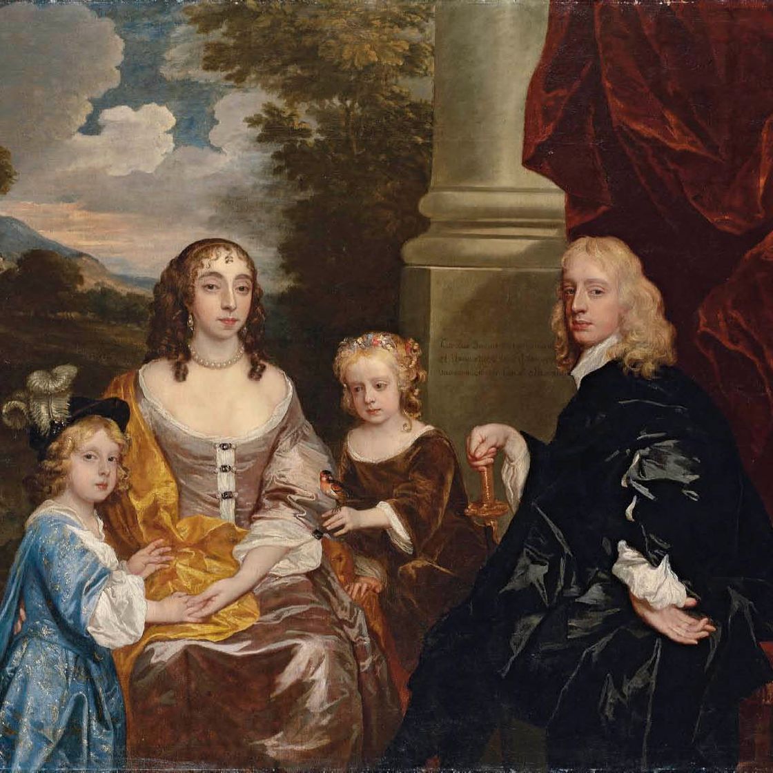 Peter Lely — Семья Карнарвон: групповой портрет Чарльза Дормера, 2-го графа Карнарвона (1632-1709), его жены Элизабет, урожденной достопочтенной. Элизабет Кейпел и их дети Чарльз, виконт Аскотт (1652 - до 1673) и Элизабет, позже Элизабет Стэнхоуп, графиня Честерфилд (1653-1677)