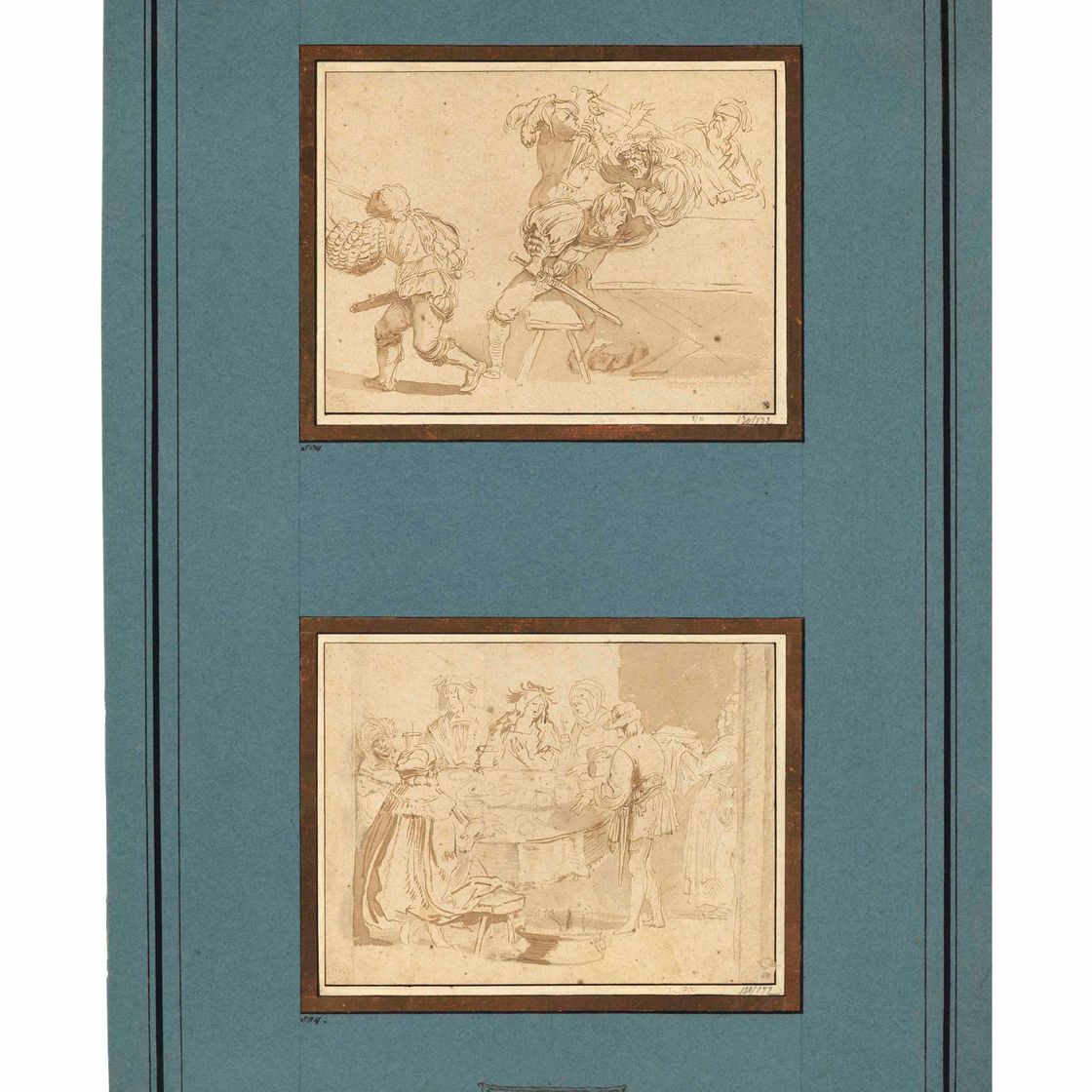 Peter Paul Rubens — Солдаты сражаются за столом; мужчины и женщины обедают за круглым столом (в честь мастера Петрарки)