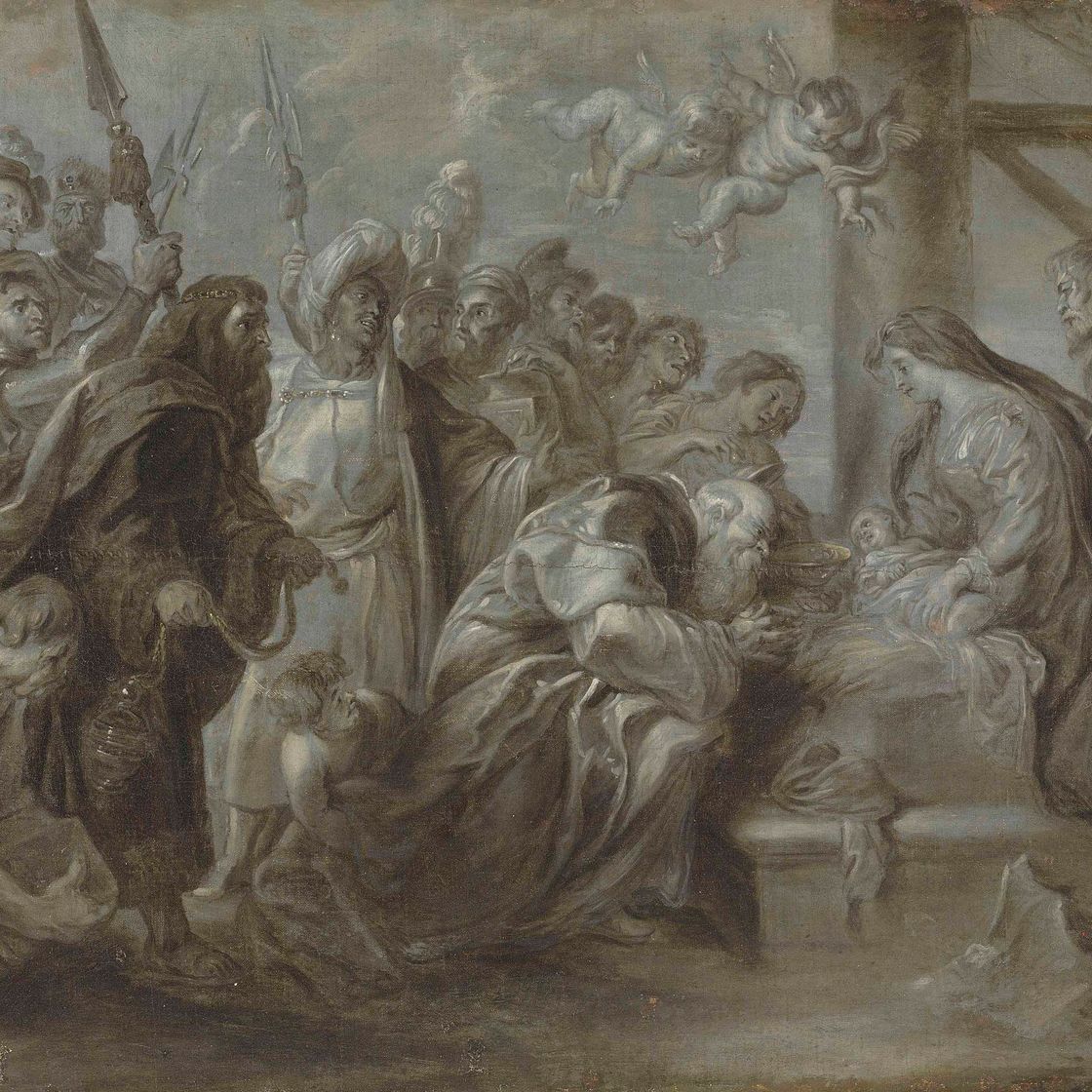 Peter Paul Rubens — Поклонение волхвов - в гризайле