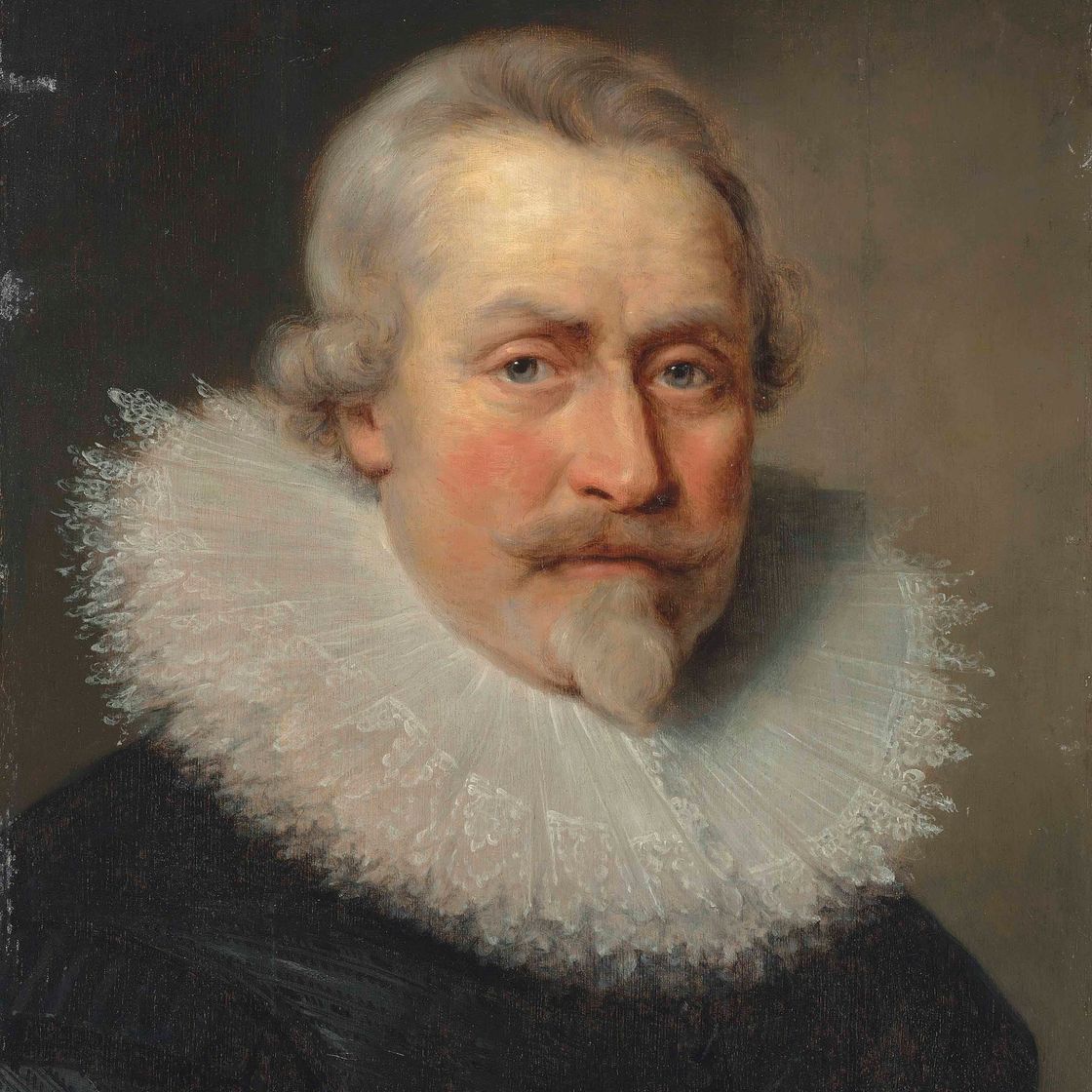 Peter Paul Rubens — Портрет джентльмена, ростом по грудь, в черном парчовом камзоле и с кружевным воротником