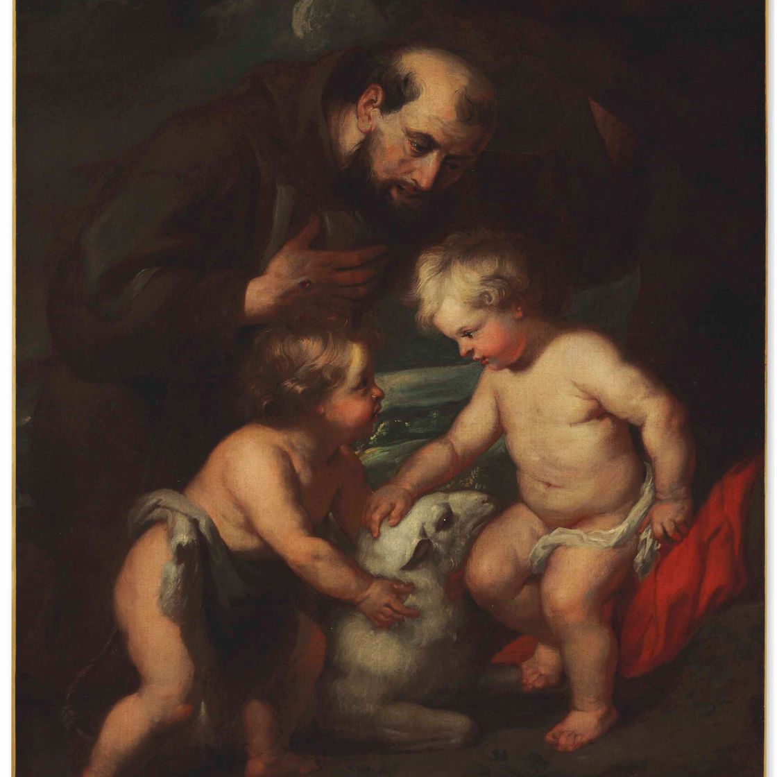 Peter Paul Rubens — Младенец Христос и младенец Святой Иоанн Креститель со святым Франциском и ягненком