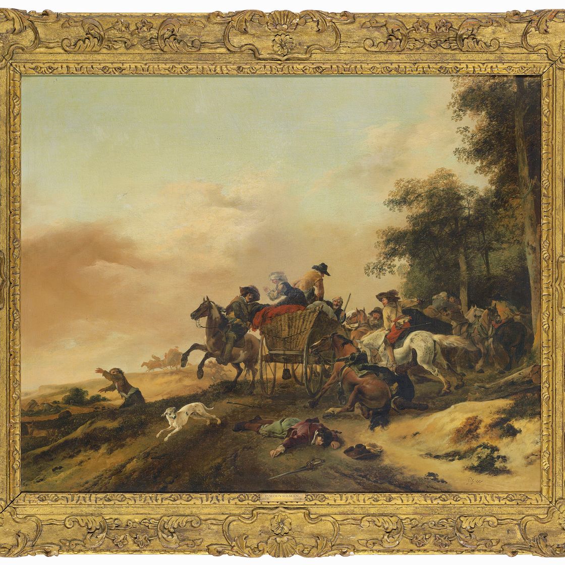 Philips Wouwerman — Бандиты устраивают засаду на путешественников в фургоне