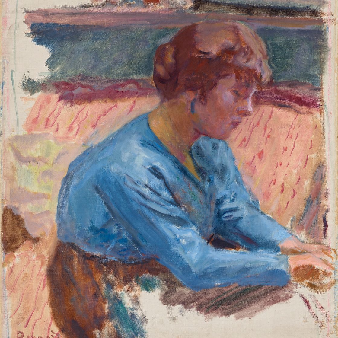 Pierre Bonnard — Женская задумчивость в голубом корсаже, изображение 1