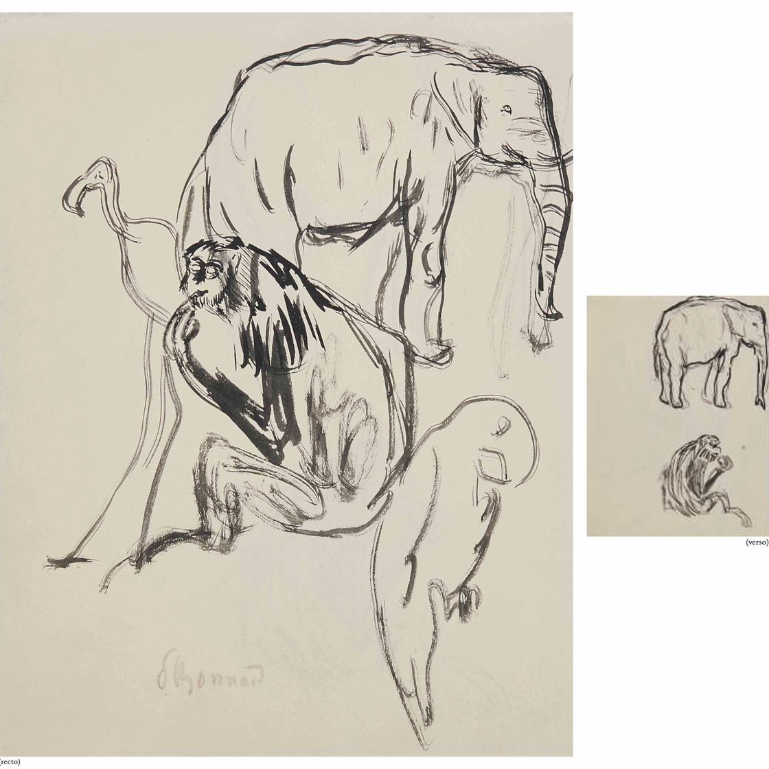 Pierre Bonnard — Изящный и обожженный (сзади); Этюд о животных, не изящный, не обожженный и не перроке (сзади)