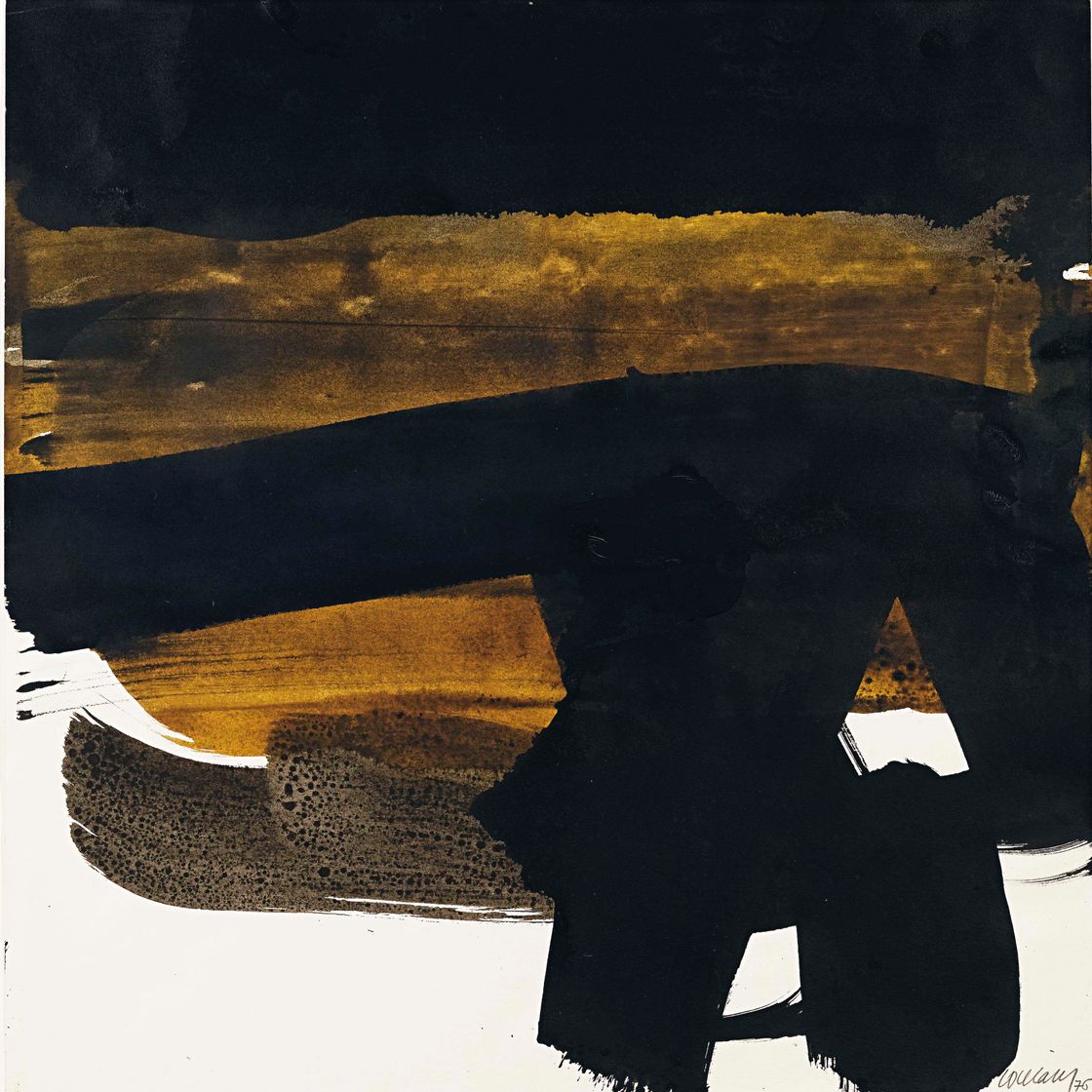 Pierre Soulages — Гуашь на папье-маше, 50,4 х 50 см, 1976