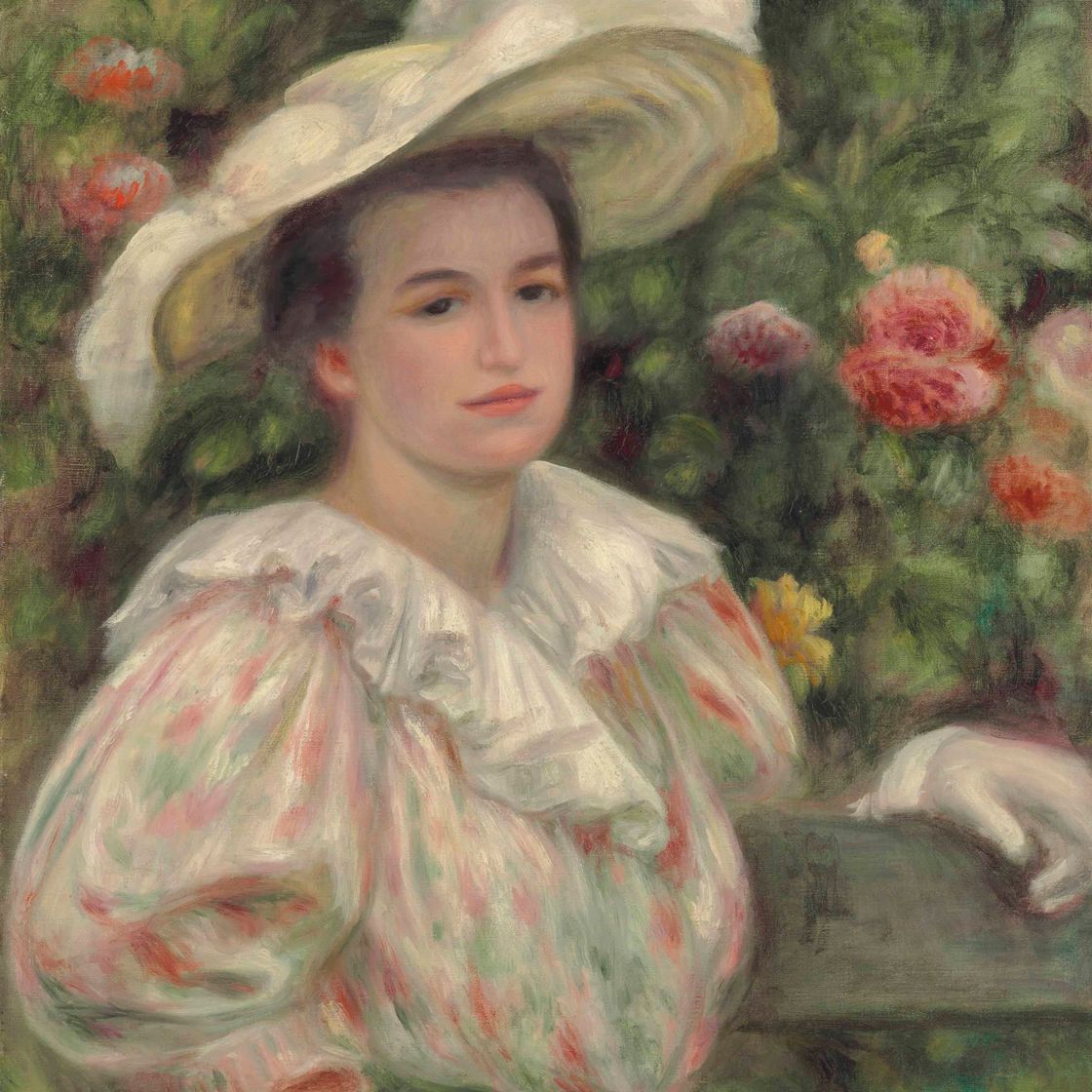 Pierre-Auguste Renoir — Молодая девушка без цветов или женщина в белой шапочке