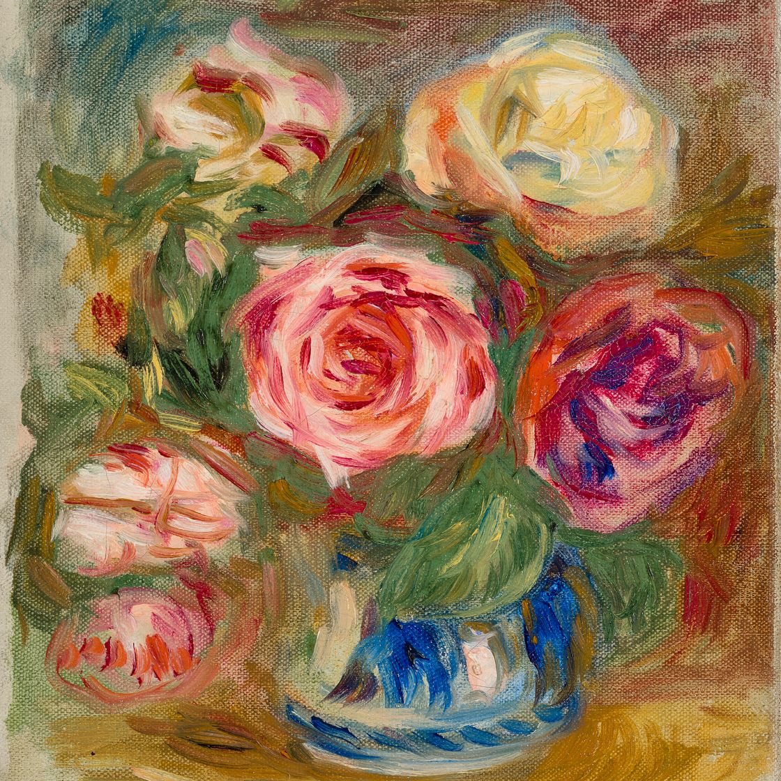 Pierre-Auguste Renoir — Ваза с розами, изображение 1