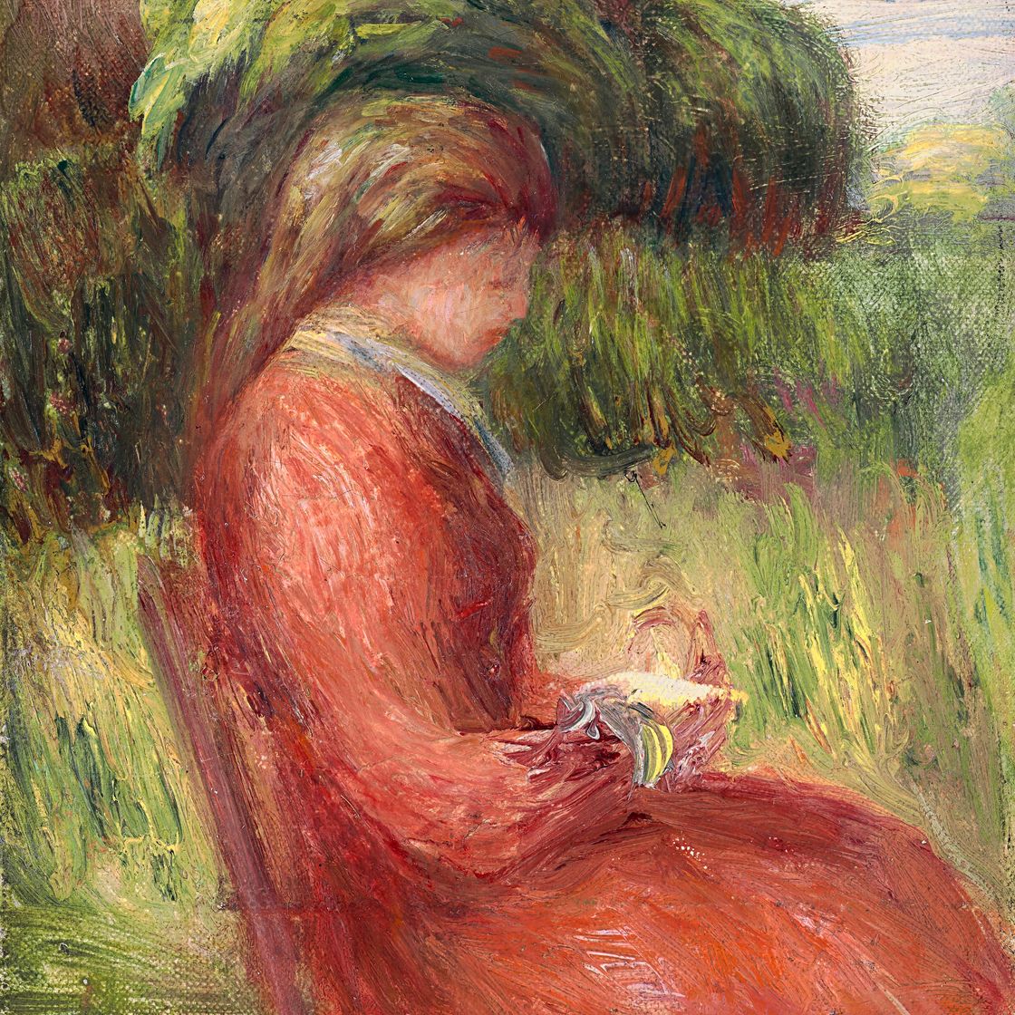 Pierre-Auguste Renoir — Jeune femme assise - фрагмент, изображение 1