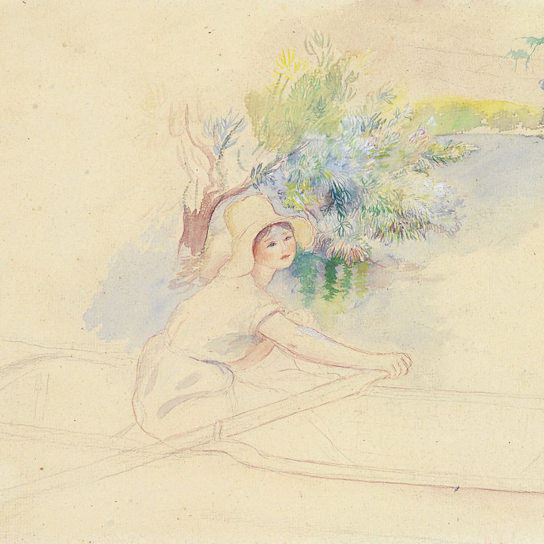 Pierre-Auguste Renoir — Молодая девушка на одном барке