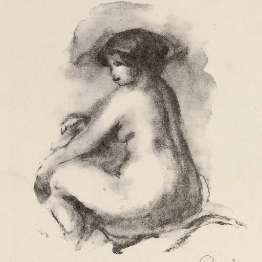 Pierre-Auguste Renoir — "Этюд молодой женщины", Ассиз, из альбома литографий дуэта (Дельтейль, 42)