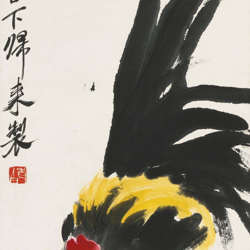 Qi Baishi — Петух и цыплята