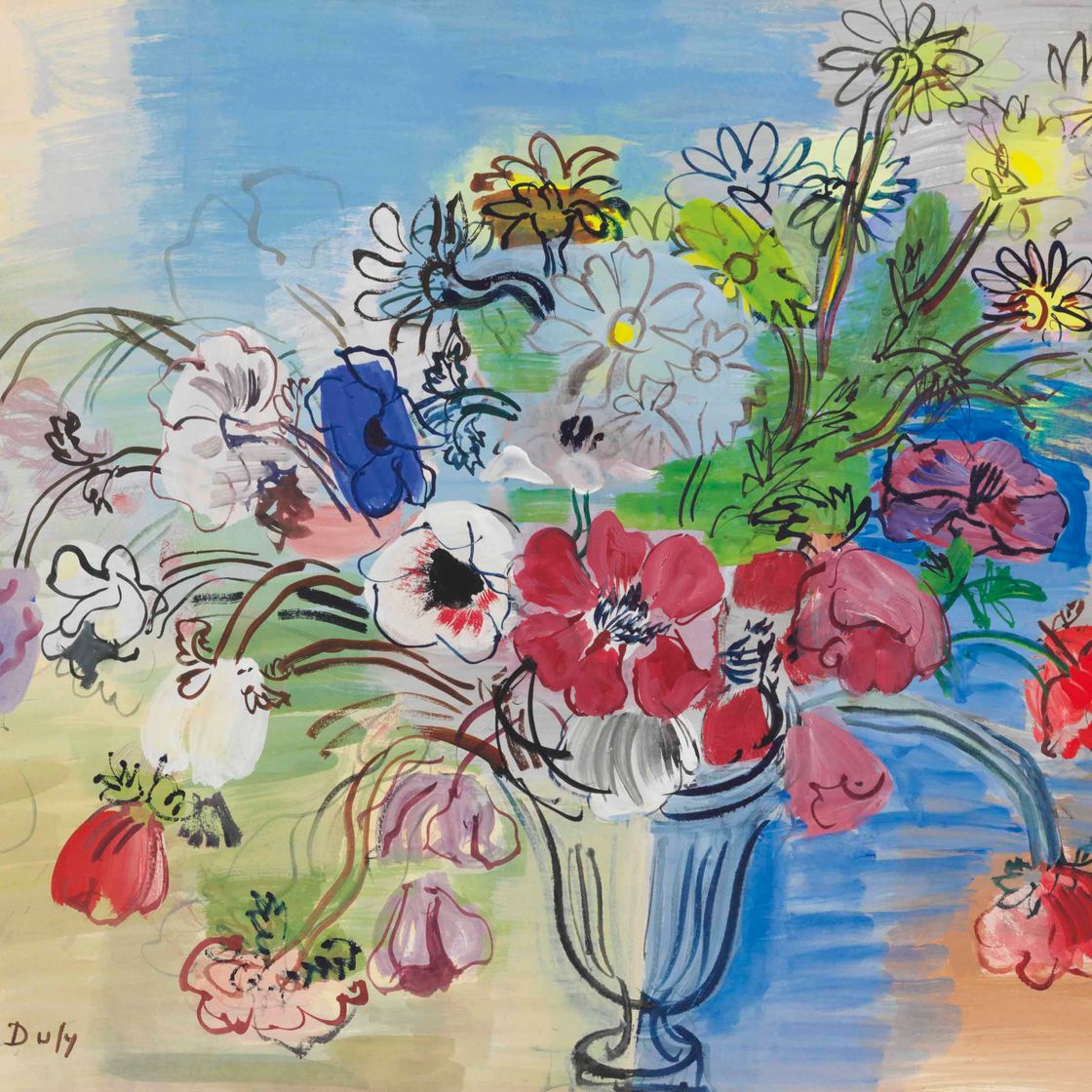 Raoul Dufy — Флер, букет анемонов и маргариток