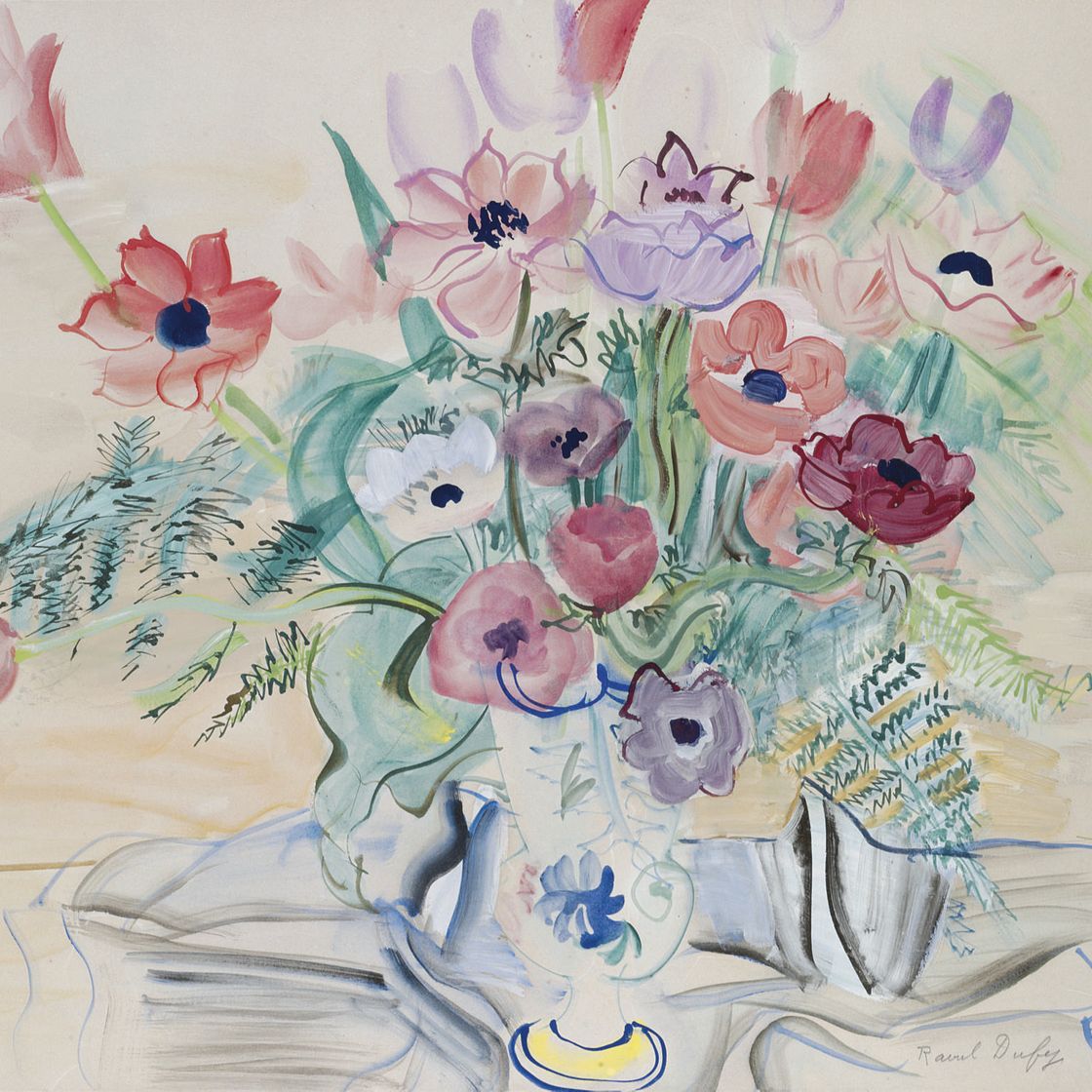 Raoul Dufy — Букет анемонов и тюльпанов