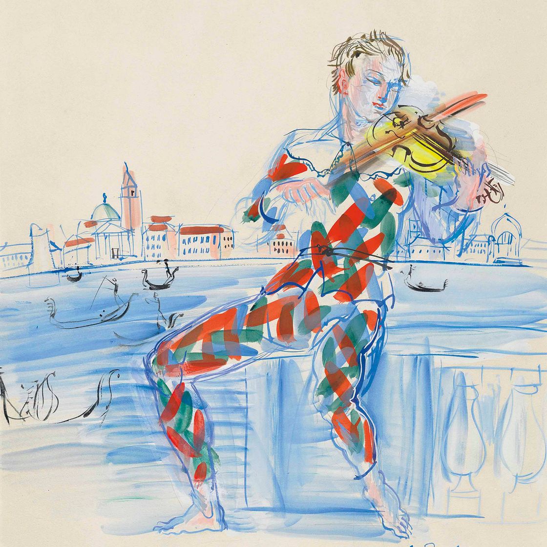 Raoul Dufy — Арлекин из Венеции, танцующий на виолончели