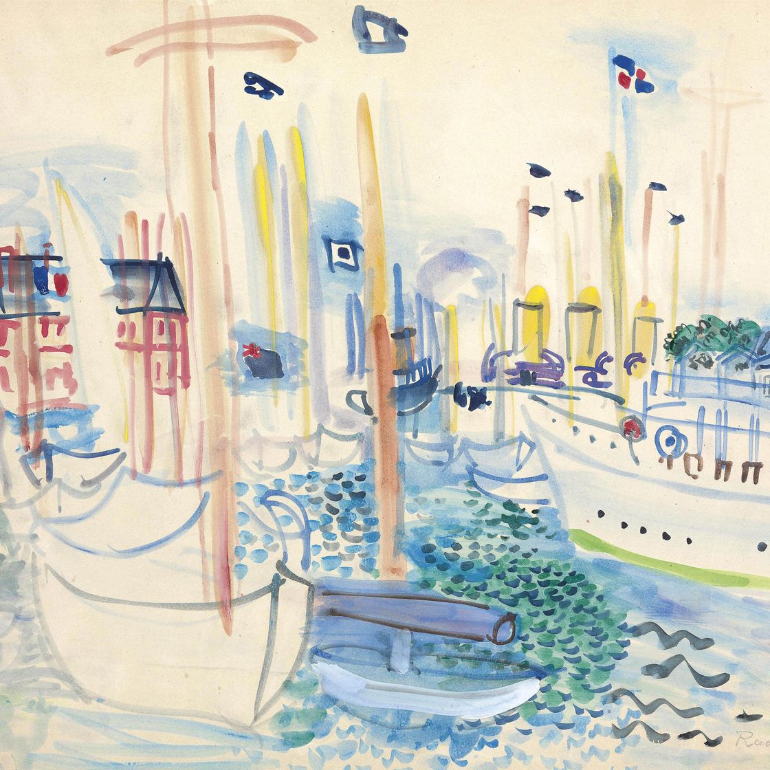 Raoul Dufy — Бато у бассейна Довиля