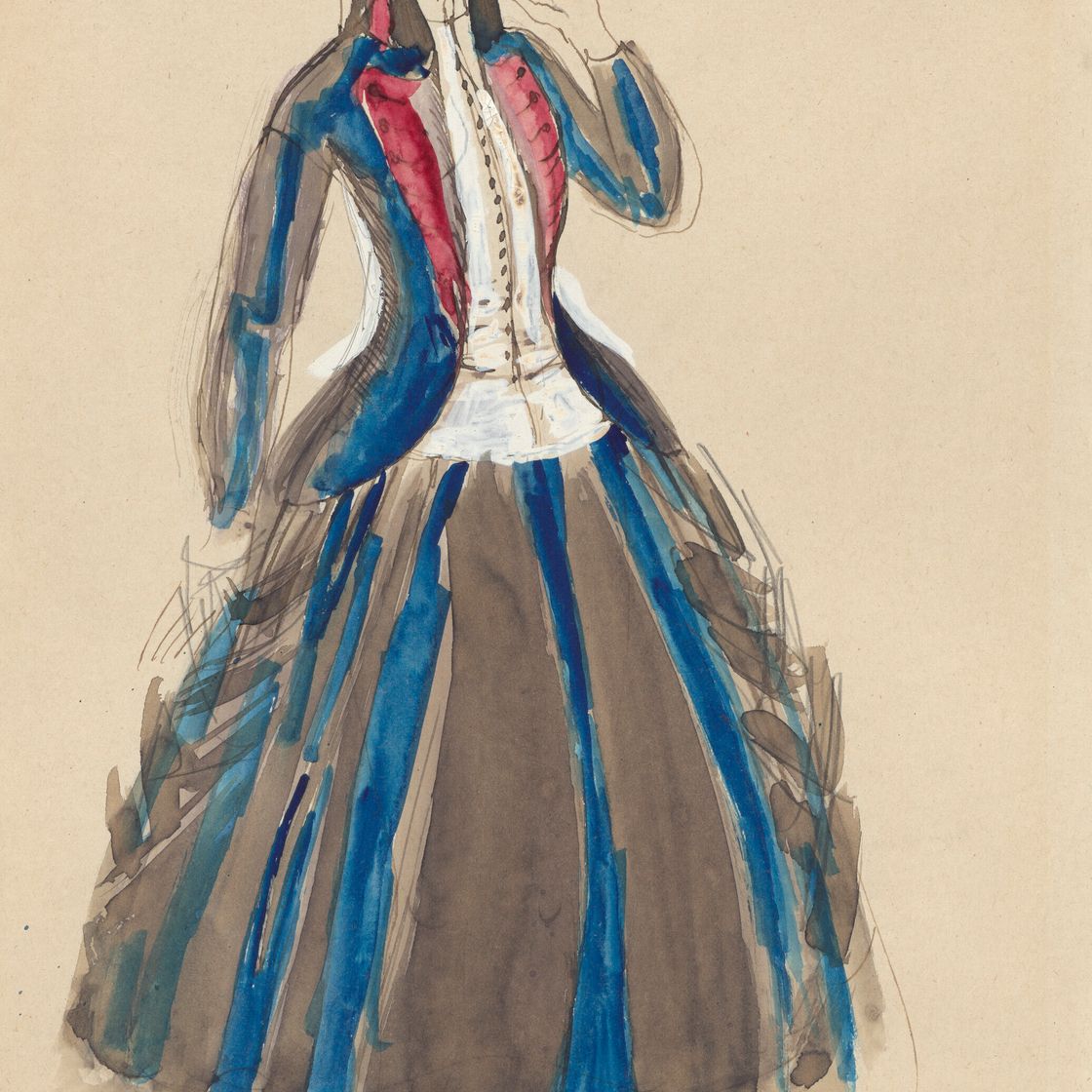 Raoul Dufy — Robe pour Poiret, bleu, blanc et rouge, изображение 1