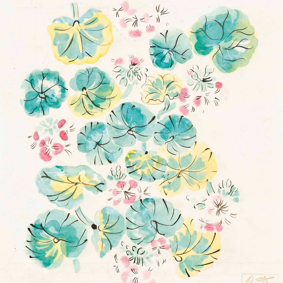 Raoul Dufy — Fleurs et feuilles. Projet pour Bianchini Férier