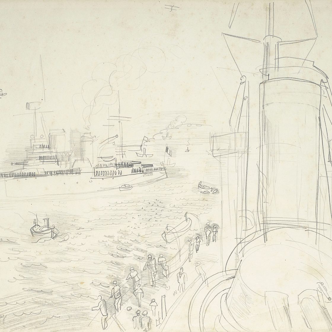 Raoul Dufy — Le cuirassé (recto); Étude de matelots (verso)