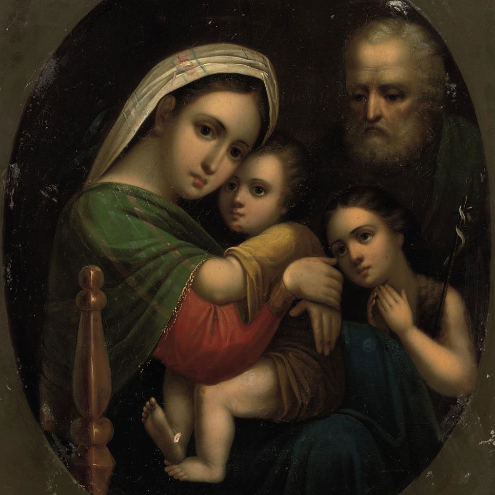 Raphael — The Madonna della Sedia, in a painted oval