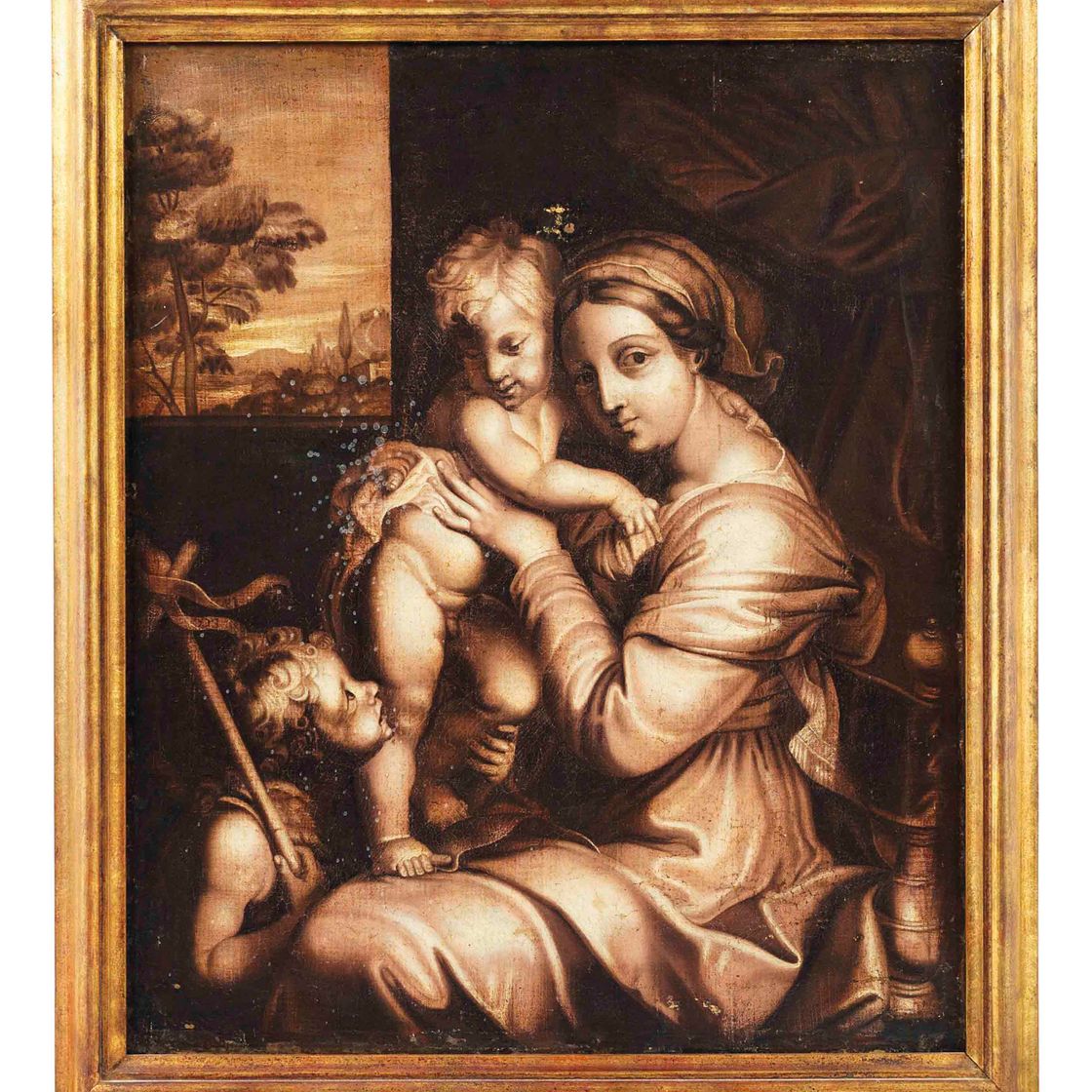 Raphael — The Madonna and Child with an infant St. John the Baptist, en grisaille