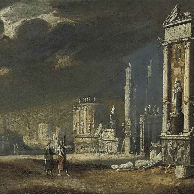Raphael — An architectural capriccio with Tobias and the Archangel Raphael