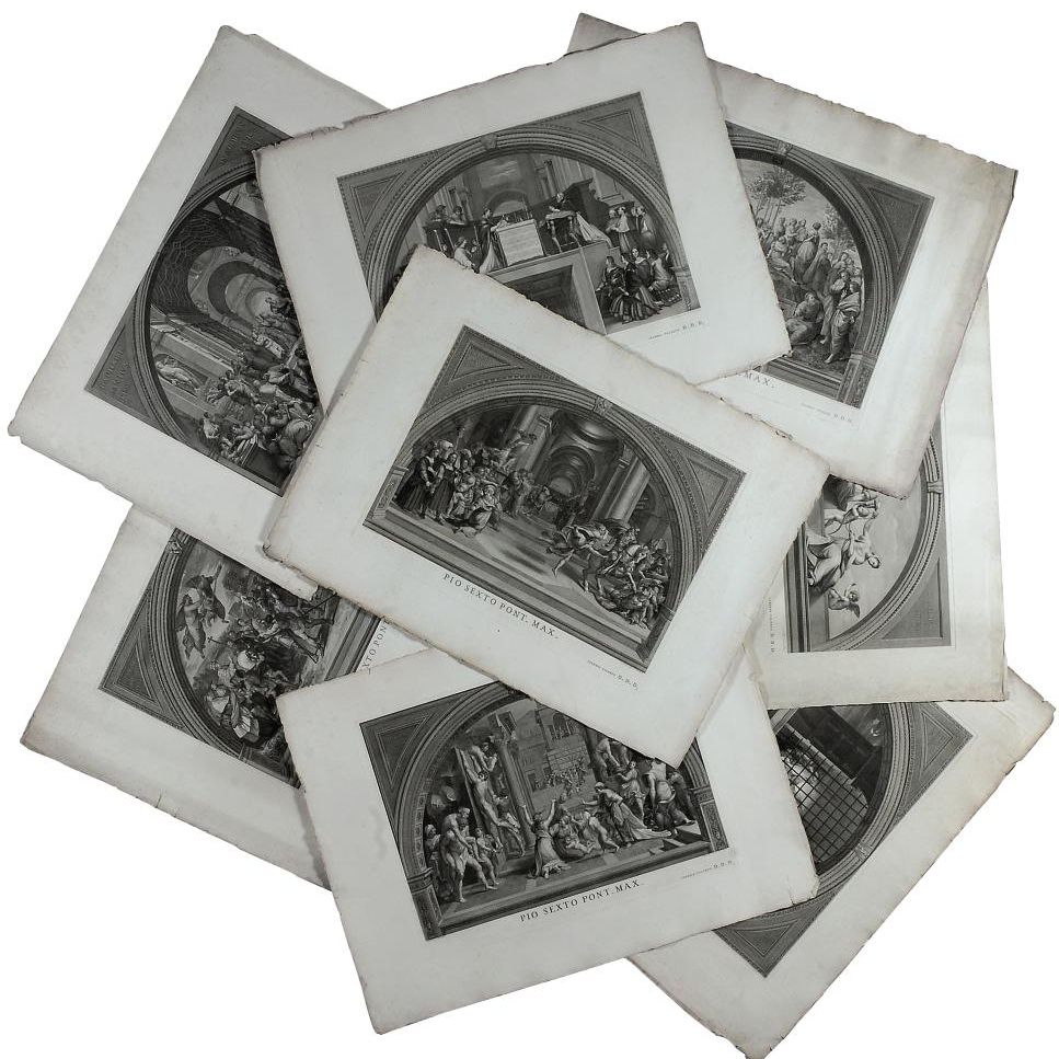 Raphael — Eight views from Raphael Santivs pinx in Aedibus Vaticanis, dedicated to Pio Sxto Pont Max, with five engraved key plates