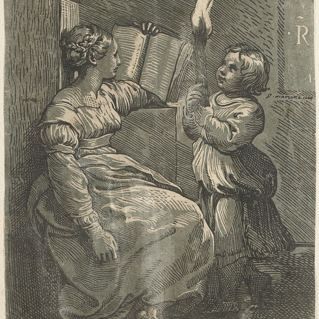 Raphael — A Sybil with a Child holding a Torch (B. 6; cf. Servolini 2)