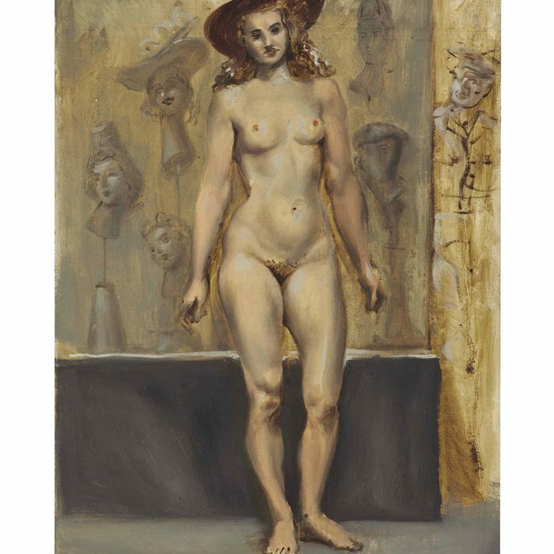Reginald Marsh — Без названия (Обнаженная в шляпе)