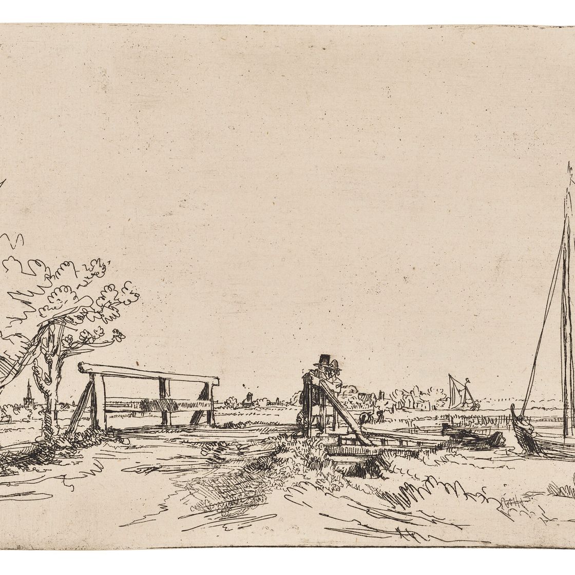 Rembrandt van Rijn — Мост в Кляйн-Костверлорен на Амстеле ("Шестой мост")