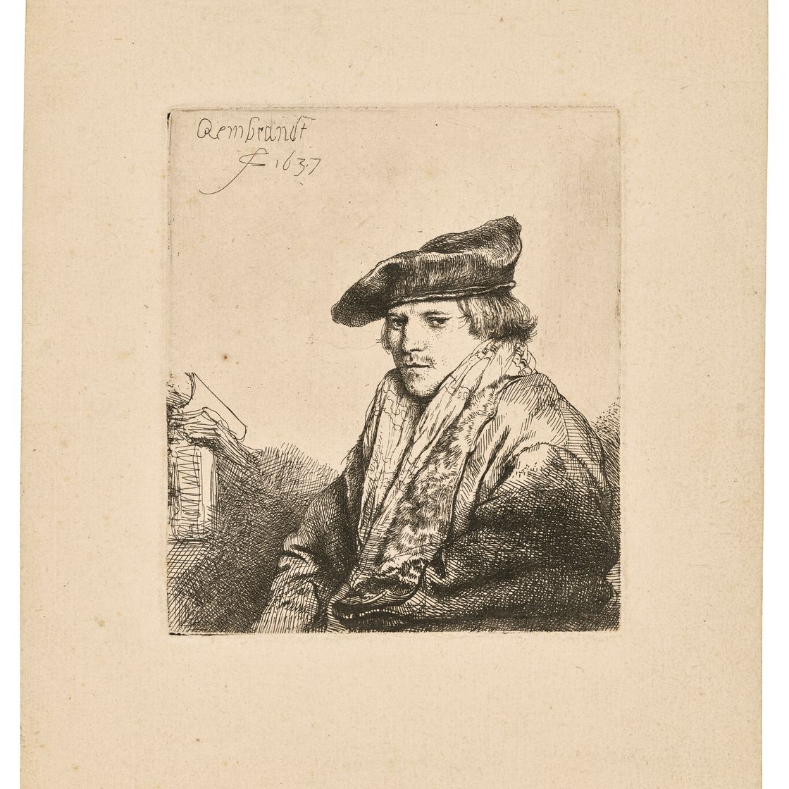Rembrandt van Rijn — Молодой человек в бархатной шапочке (Петрус Сильвиус?), изображение 1