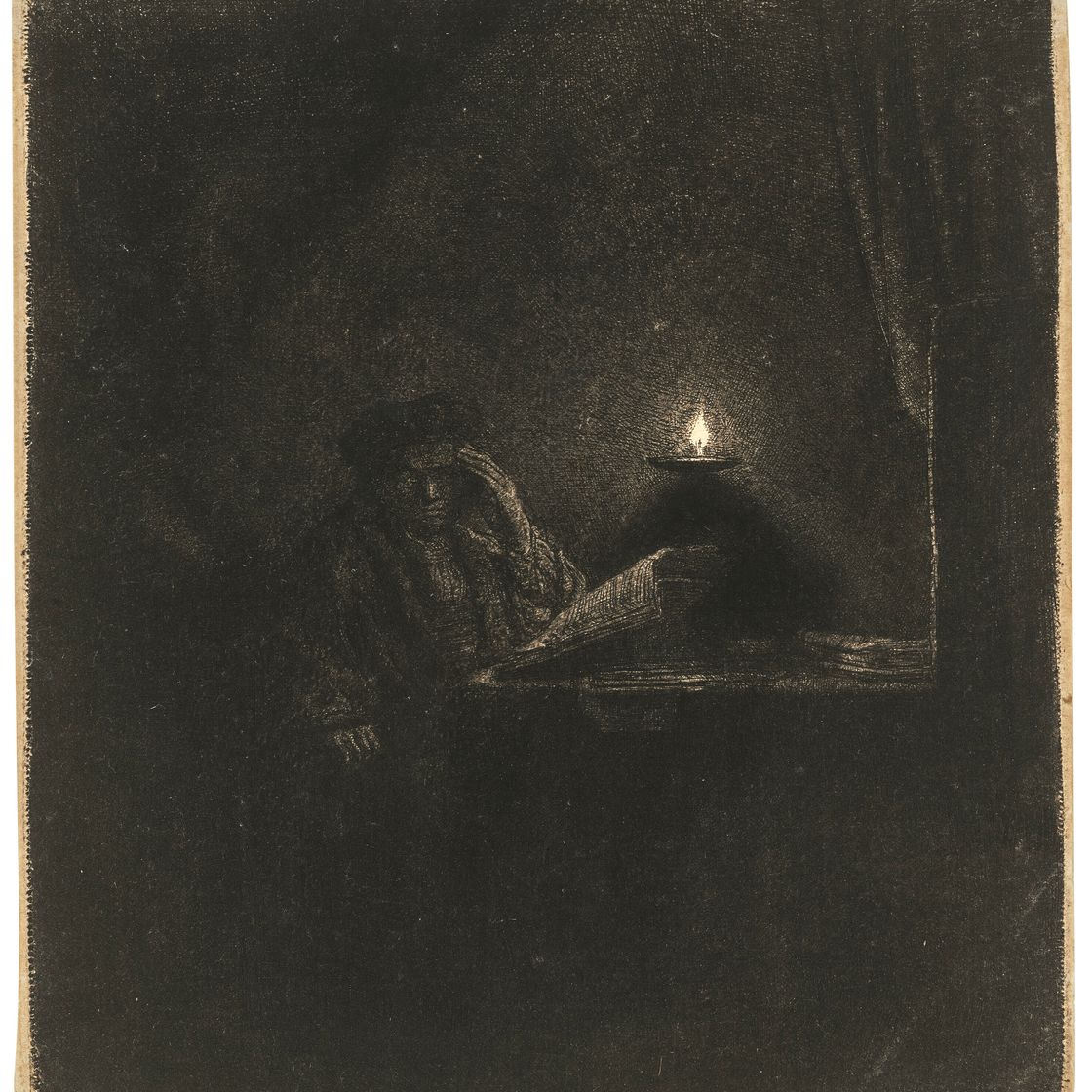 Rembrandt van Rijn — Студент за столом при свечах
