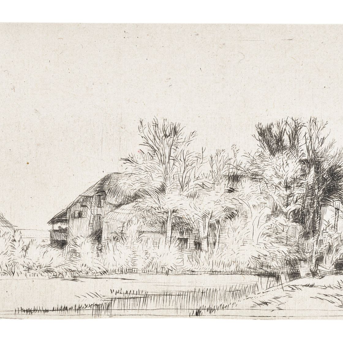 Rembrandt van Rijn — Пейзаж с фермерским домом вдоль дороги рядом с каналом